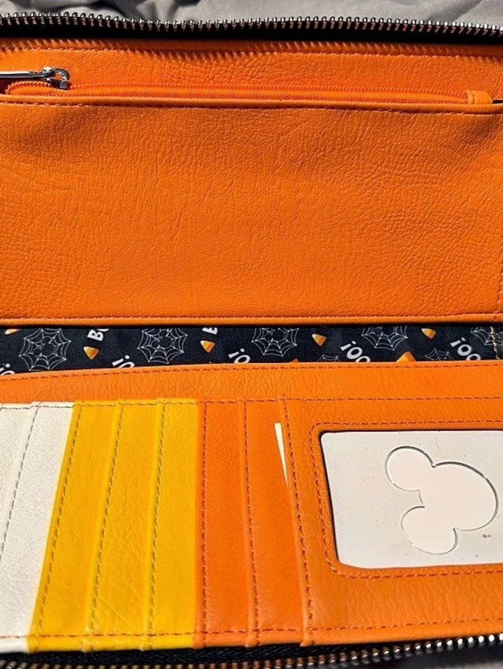 Loungefly Disney Spooky Mice Candy Corn Zip Around Wallet Black & Orange - Picture 3 of 4